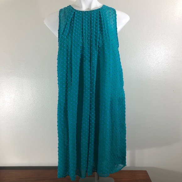 Sachin + Babi Dresses & Skirts - Anthropologie Sachin + Babi Teal Flocked Speckle Dress Silk Polka Dot Size 6